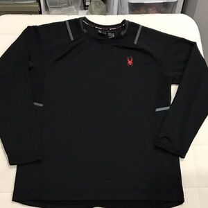 Spyder Men's Black and Red Long Sleeve Base Tee size Large